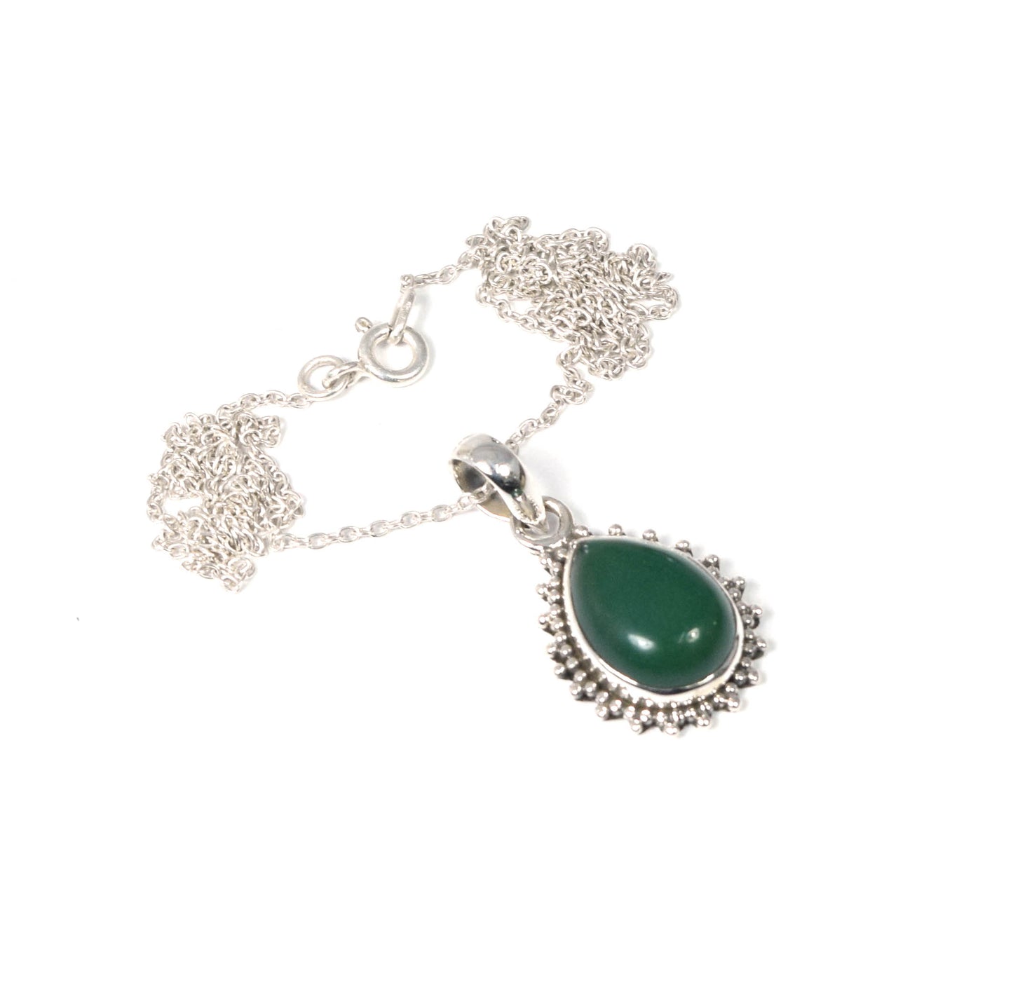 Wholesale 5PC 925 Solid Sterling Silver Green Onyx Pendant Lot