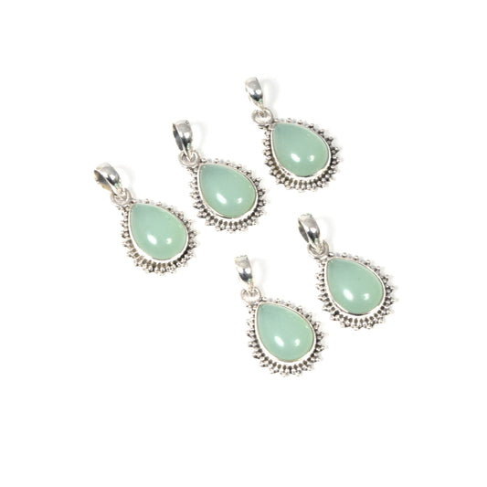 Wholesale 5PC 925 Solid Sterling Silver Aqua Chalcedony Pendant Lot