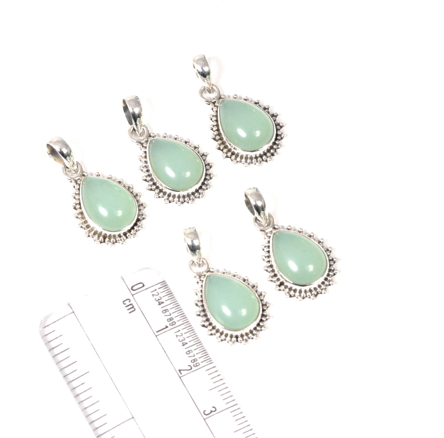 Wholesale 5PC 925 Solid Sterling Silver Aqua Chalcedony Pendant Lot