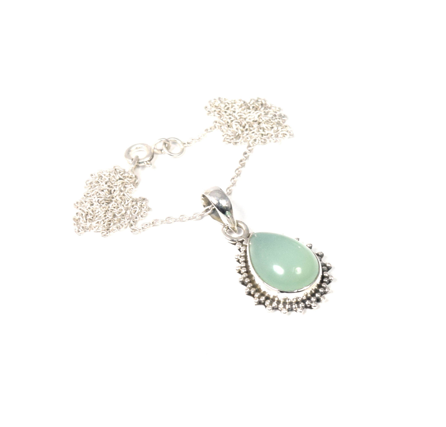Wholesale 5PC 925 Solid Sterling Silver Aqua Chalcedony Pendant Lot