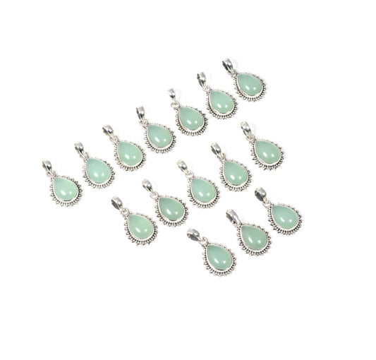 Wholesale 15PC 925 Solid Sterling Silver Aqua Chalcedony Pendant Lot