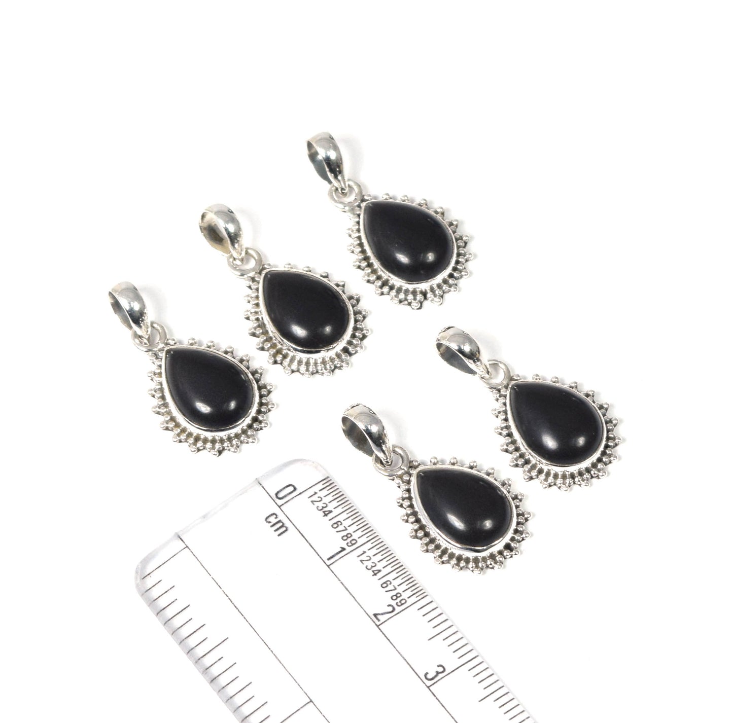 Wholesale 5PC 925 Solid Sterling Silver Black Onyx Pendant Lot