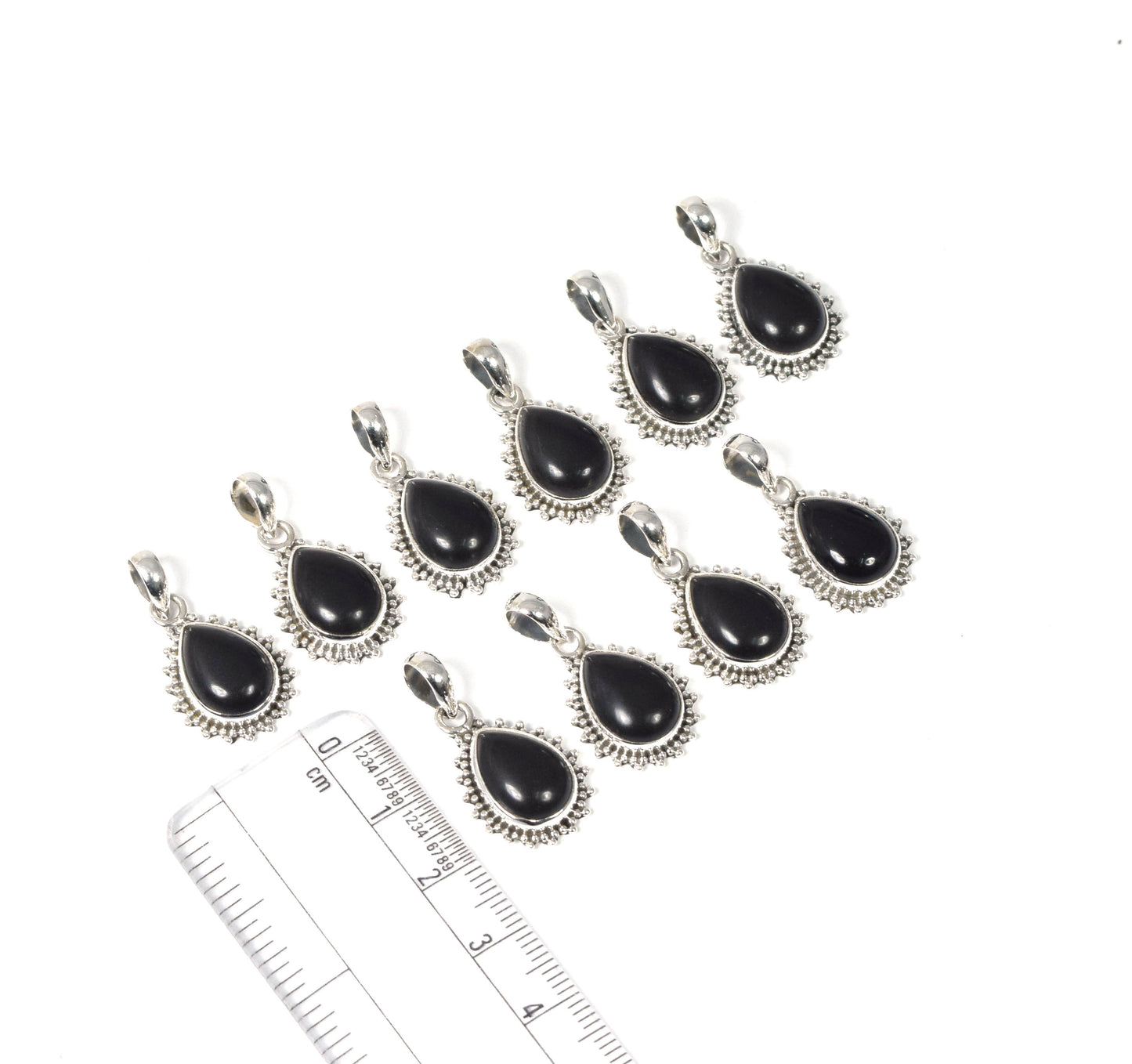 Wholesale 10PC 925 Solid Sterling Silver Black Onyx Pendant Lot