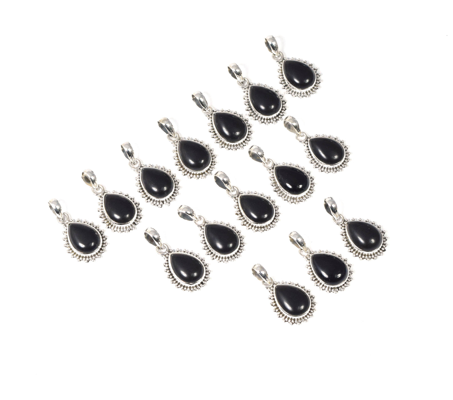 Wholesale 15PC 925 Solid Sterling Silver Black Onyx Pendant Lot