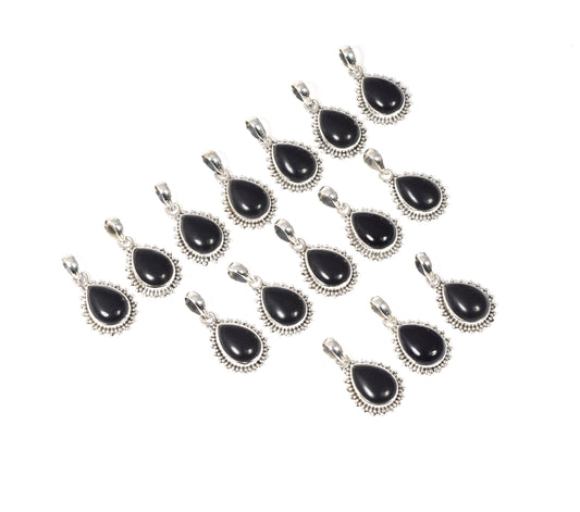 Wholesale 15PC 925 Solid Sterling Silver Black Onyx Pendant Lot