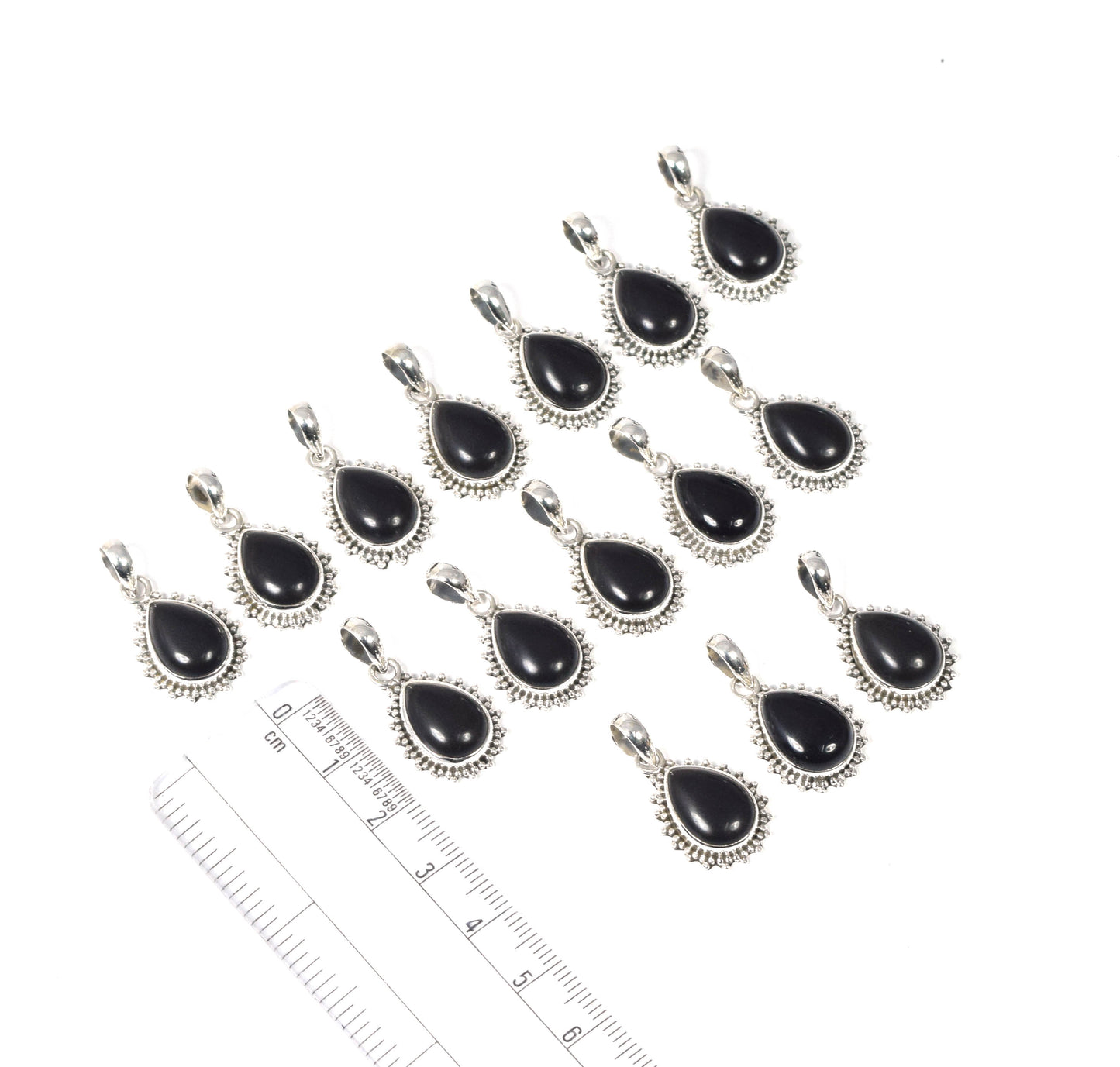 Wholesale 15PC 925 Solid Sterling Silver Black Onyx Pendant Lot