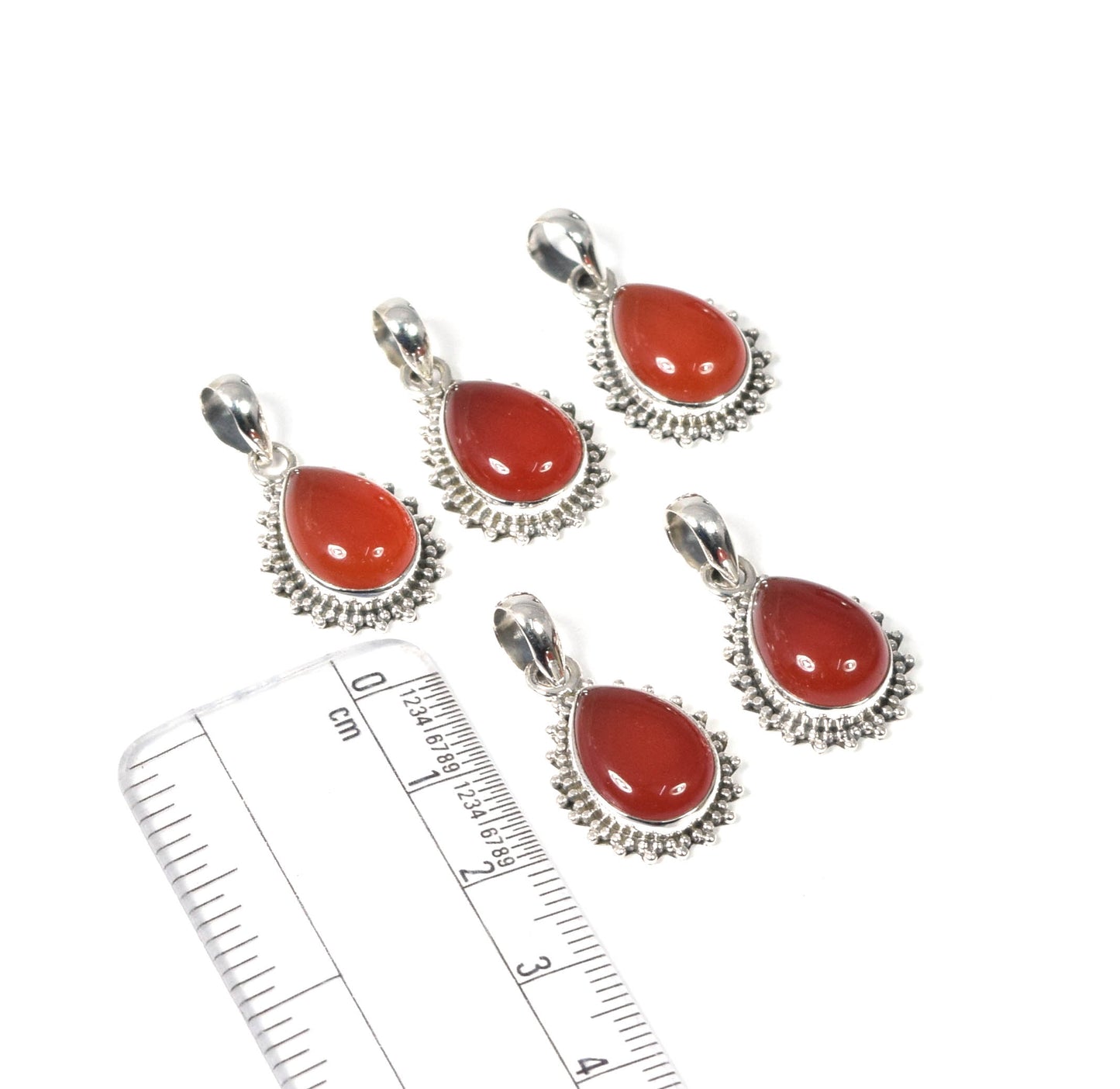 Wholesale 5PC 925 Solid Sterling Silver Red Carnelian Pendant Lot