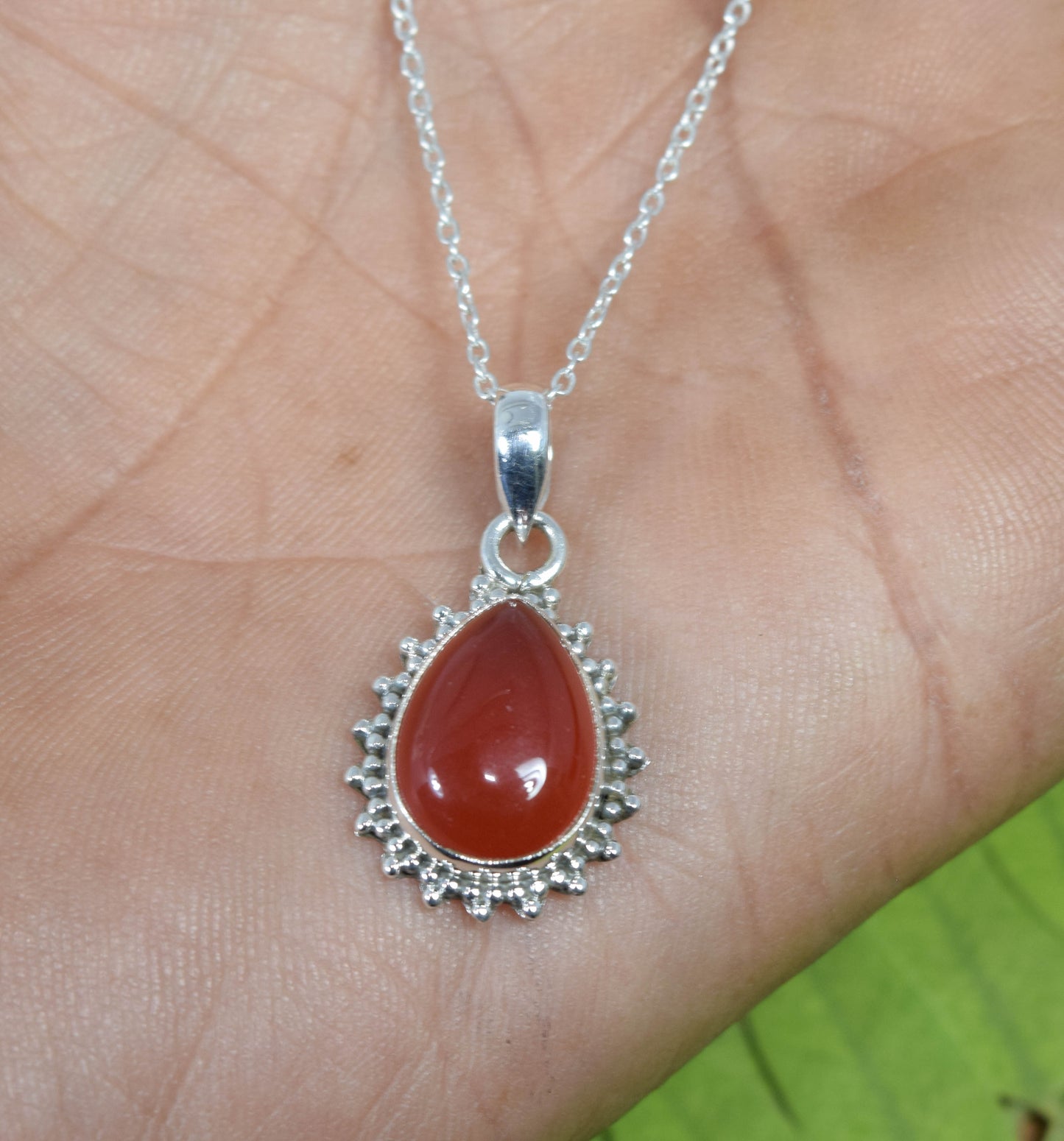Wholesale 5PC 925 Solid Sterling Silver Red Carnelian Pendant Lot