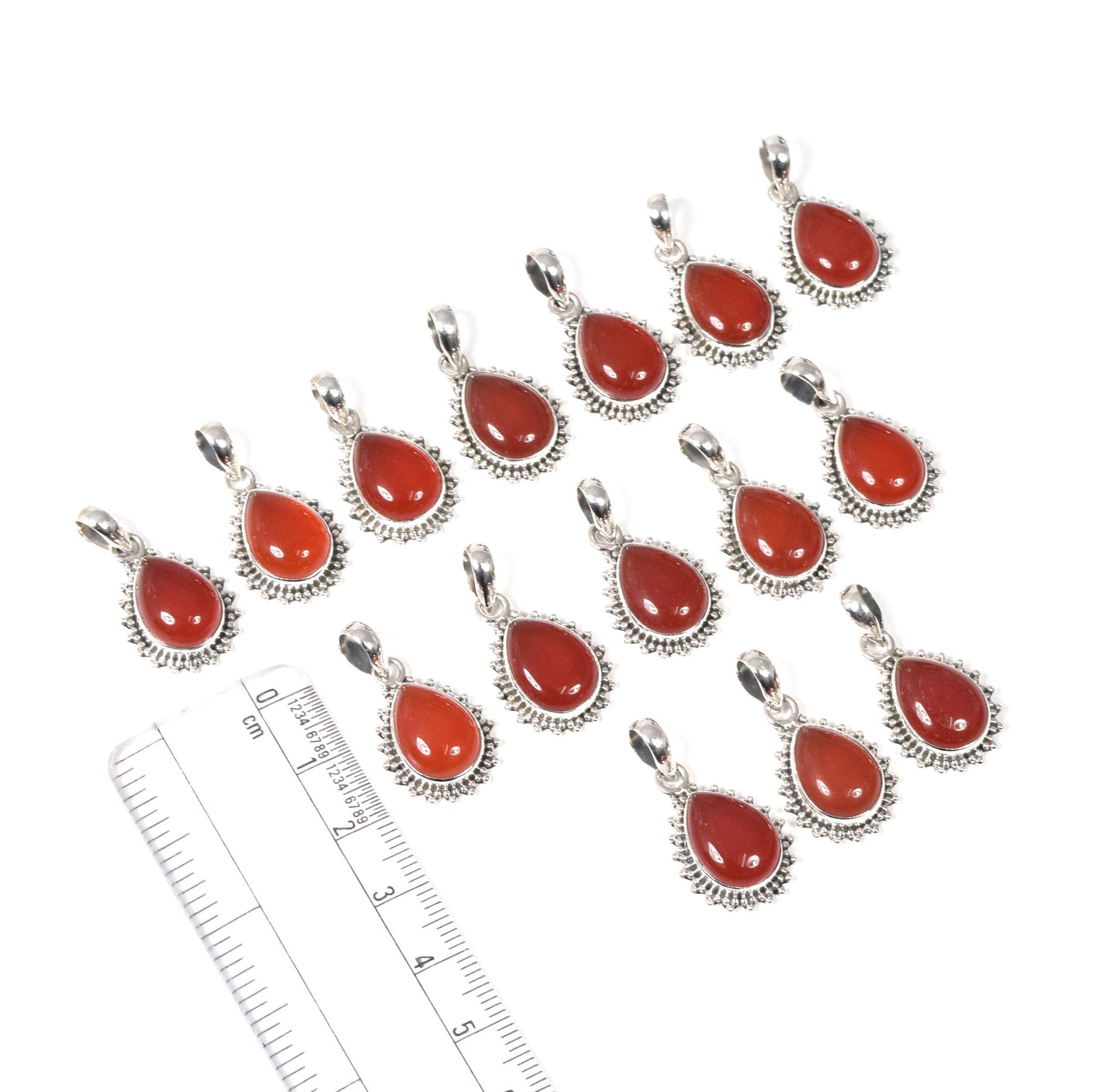 Wholesale 15PC 925 Solid Sterling Silver Red Carnelian Pendant Lot