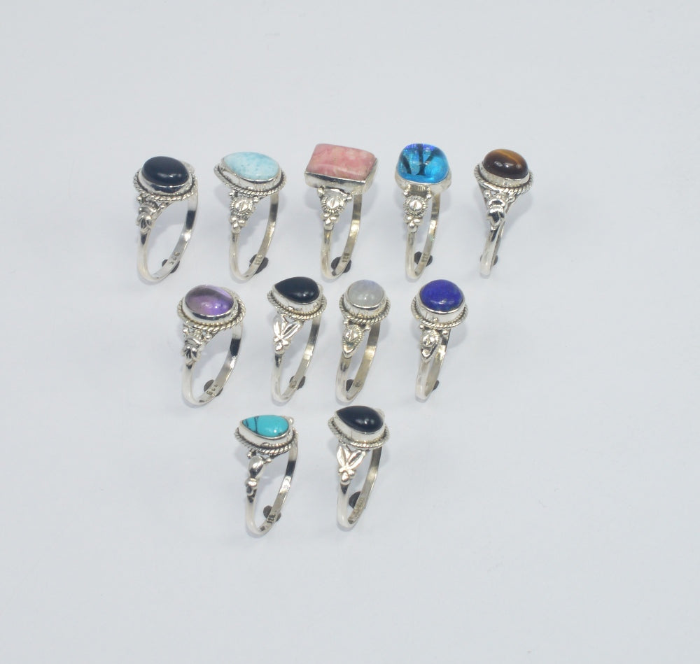 WHOLESALE 11PC 925 SOLID STERLING SILVER BLACK ONYX ANDMIX STONE RING LOT