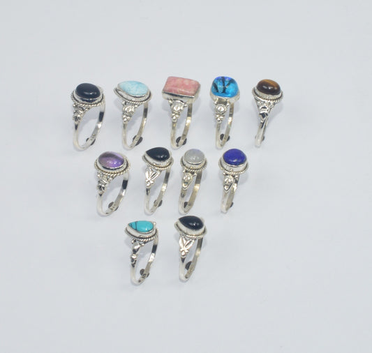 WHOLESALE 11PC 925 SOLID STERLING SILVER BLACK ONYX ANDMIX STONE RING LOT