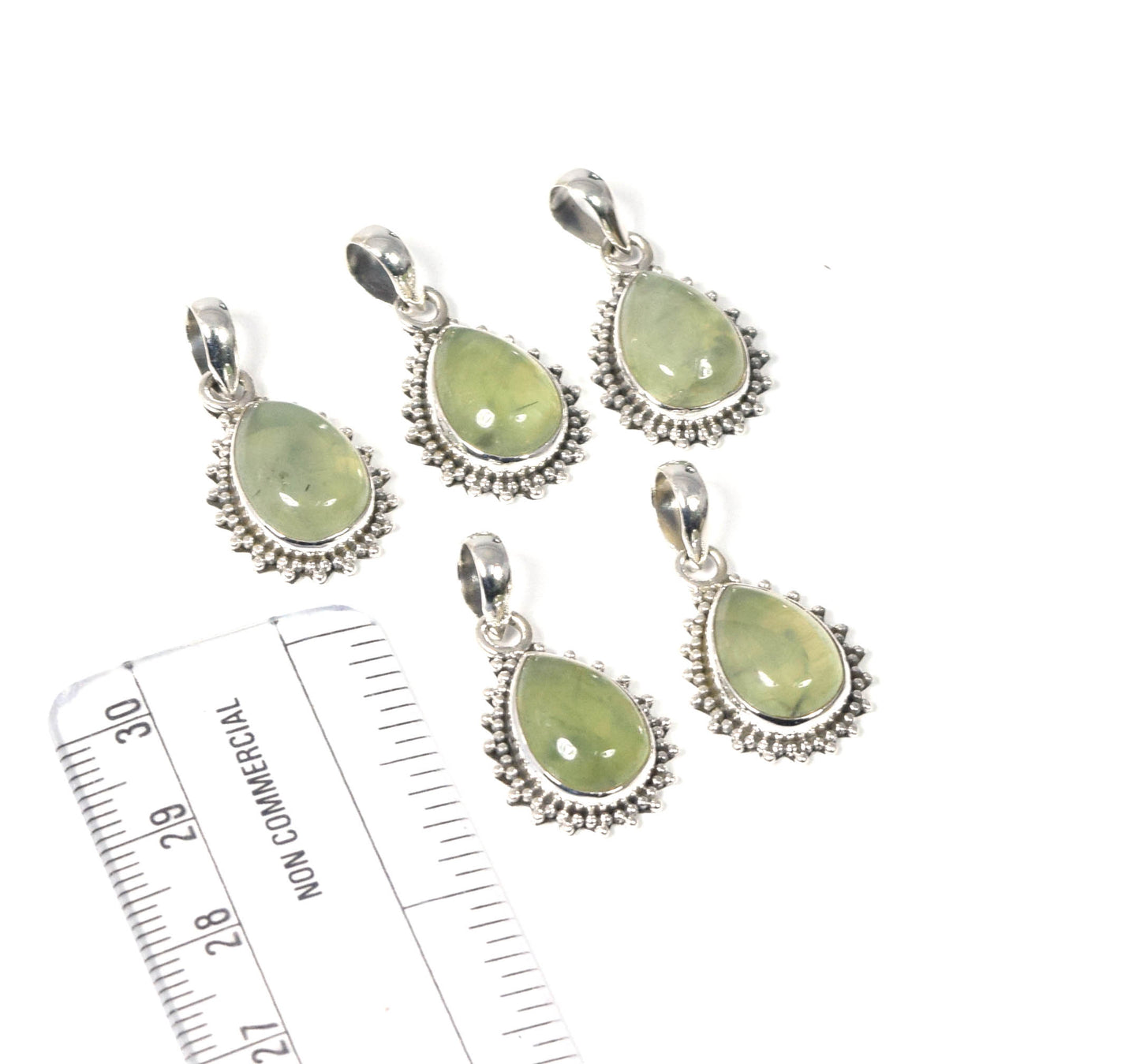 Wholesale 5PC 925 Solid Sterling Silver Green Prehnite Pendant Lot