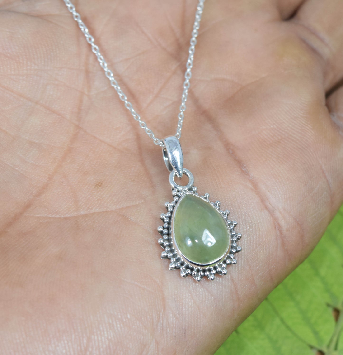 Wholesale 5PC 925 Solid Sterling Silver Green Prehnite Pendant Lot