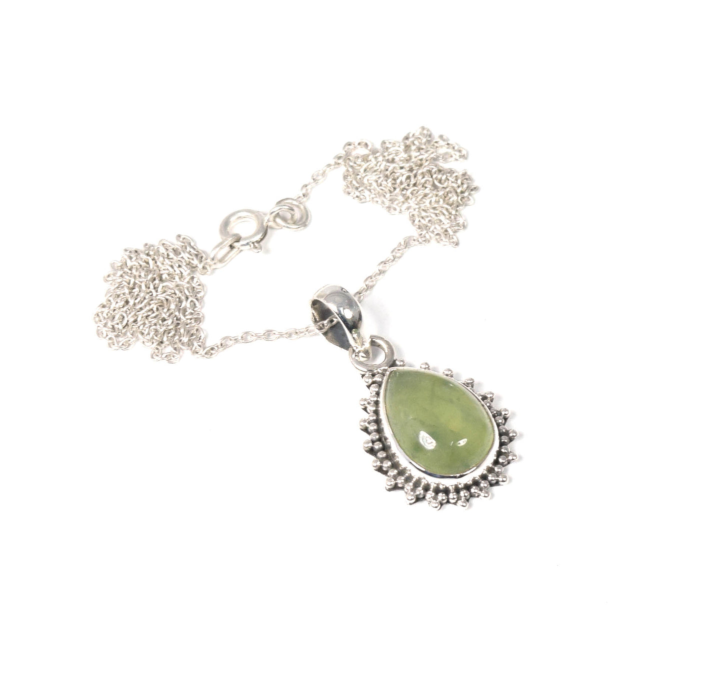 Wholesale 5PC 925 Solid Sterling Silver Green Prehnite Pendant Lot