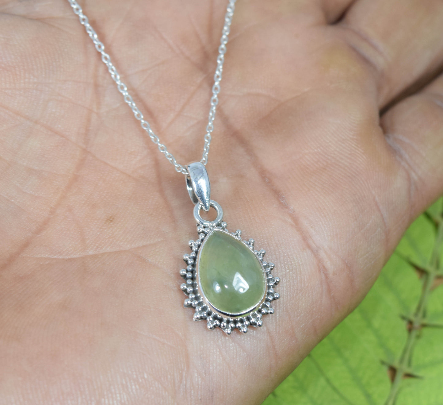 Wholesale 10PC 925 Solid Sterling Silver Green Prehnite Pendant Lot