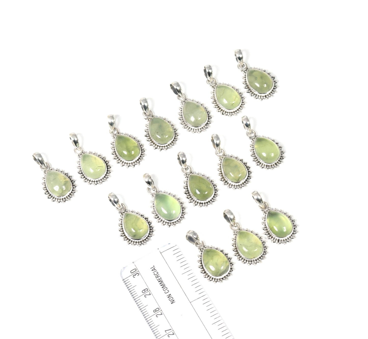 Wholesale 15PC 925 Solid Sterling Silver Green Prehnite Pendant Lot