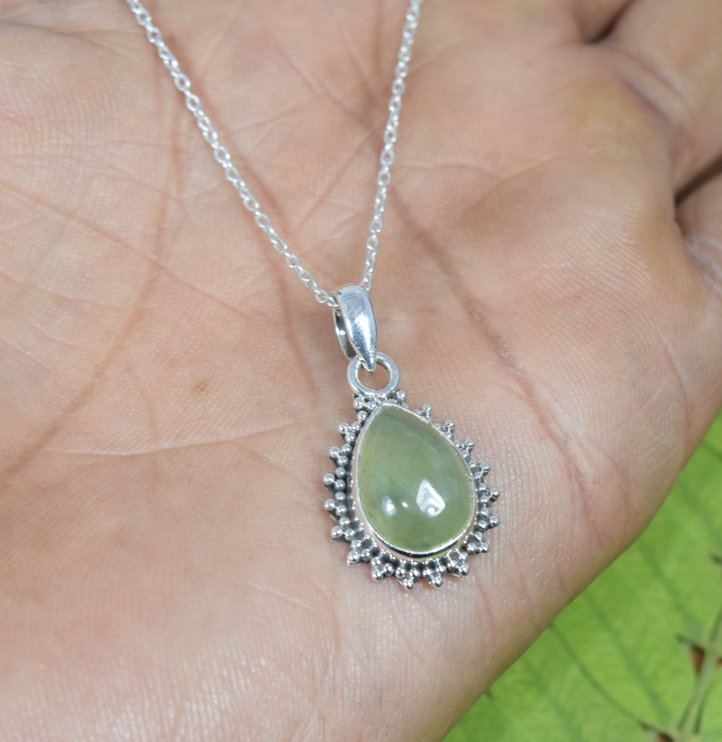 Wholesale 15PC 925 Solid Sterling Silver Green Prehnite Pendant Lot