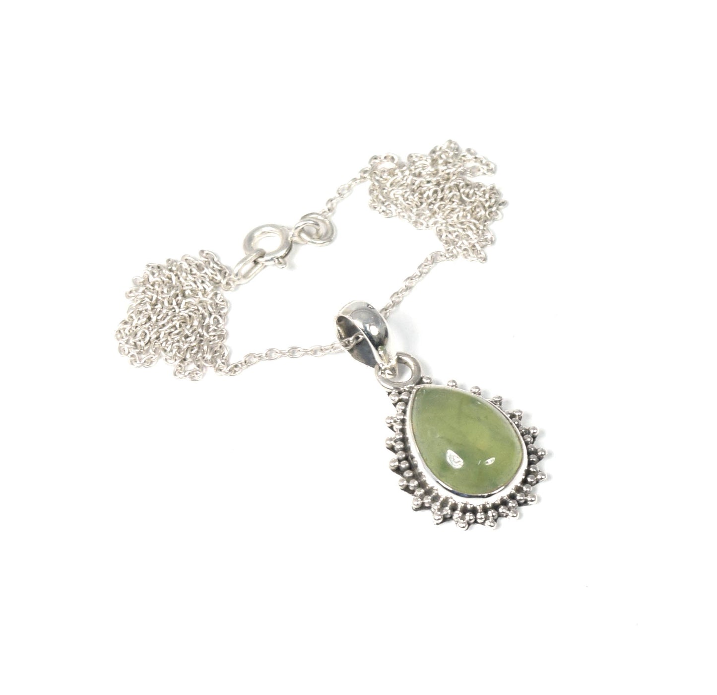 Wholesale 15PC 925 Solid Sterling Silver Green Prehnite Pendant Lot