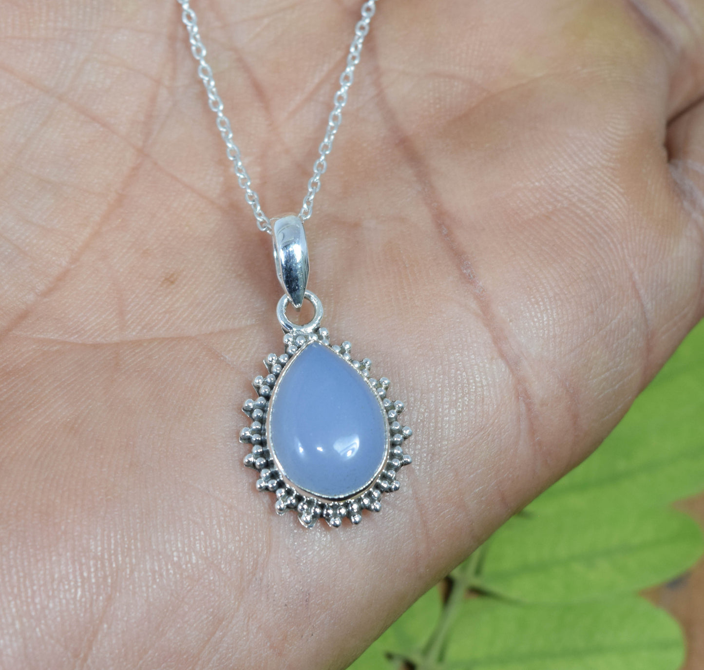 Wholesale 5PC 925 Solid Sterling Silver Blue Chalcedony Pendant Lot