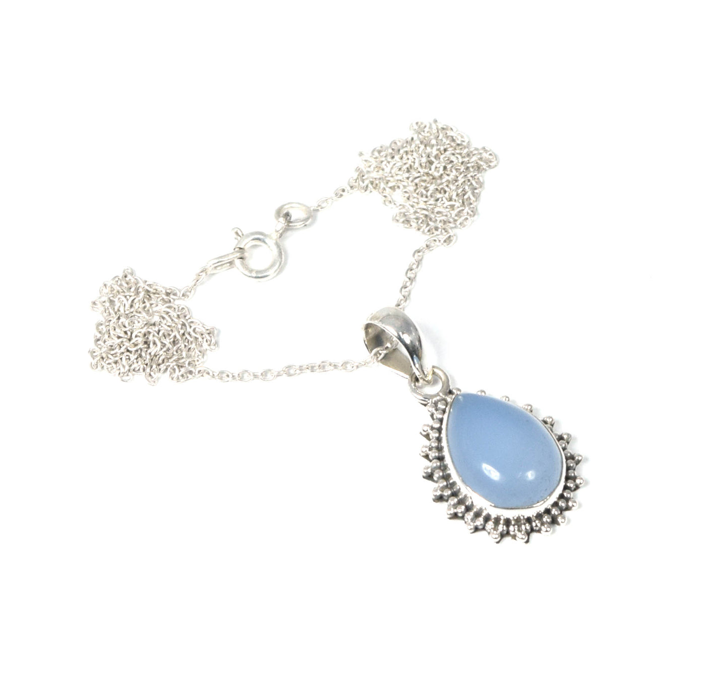 Wholesale 5PC 925 Solid Sterling Silver Blue Chalcedony Pendant Lot