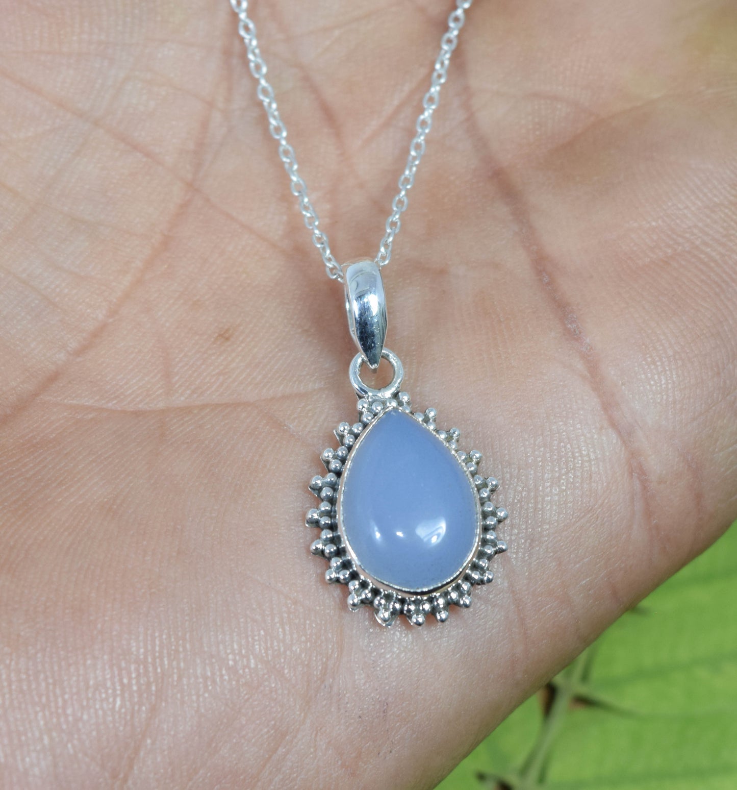 Wholesale 10PC 925 Solid Sterling Silver Blue Chalcedony Pendant Lot
