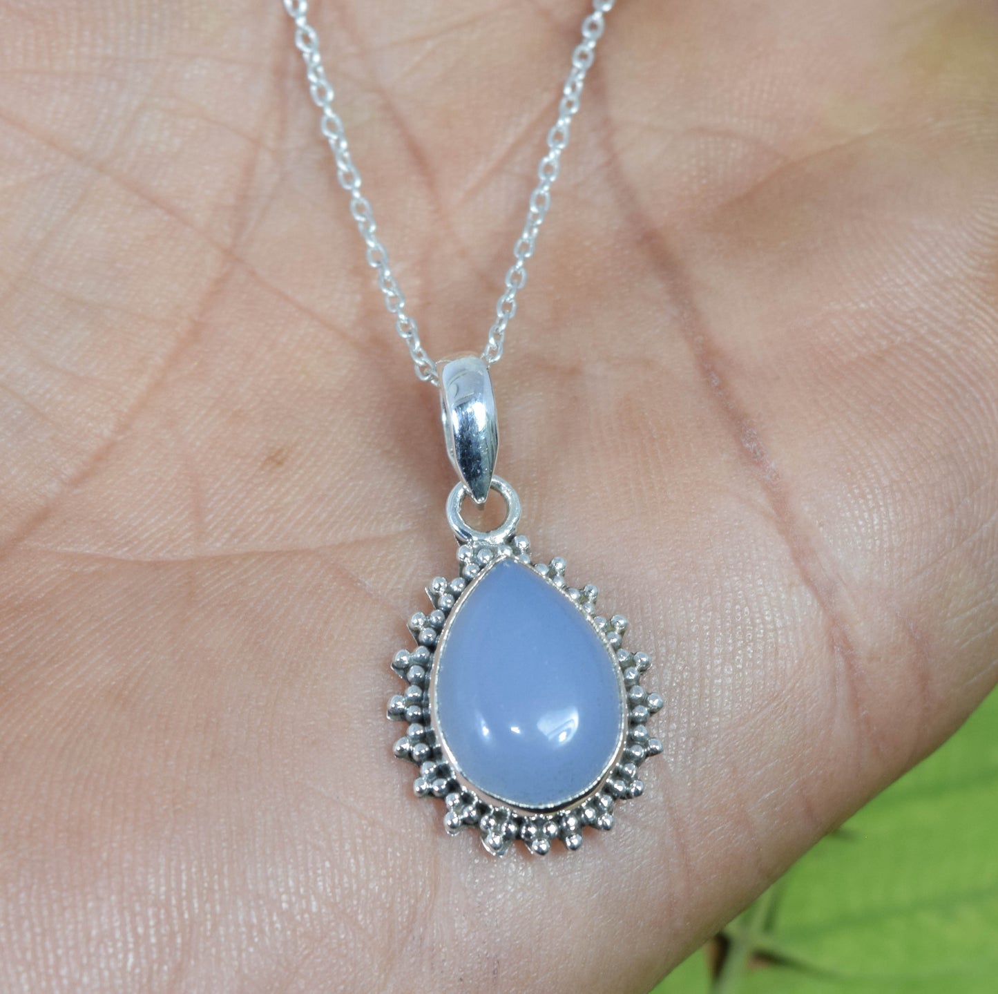 Wholesale 15PC 925 Solid Sterling Silver Blue Chalcedony Pendant Lot