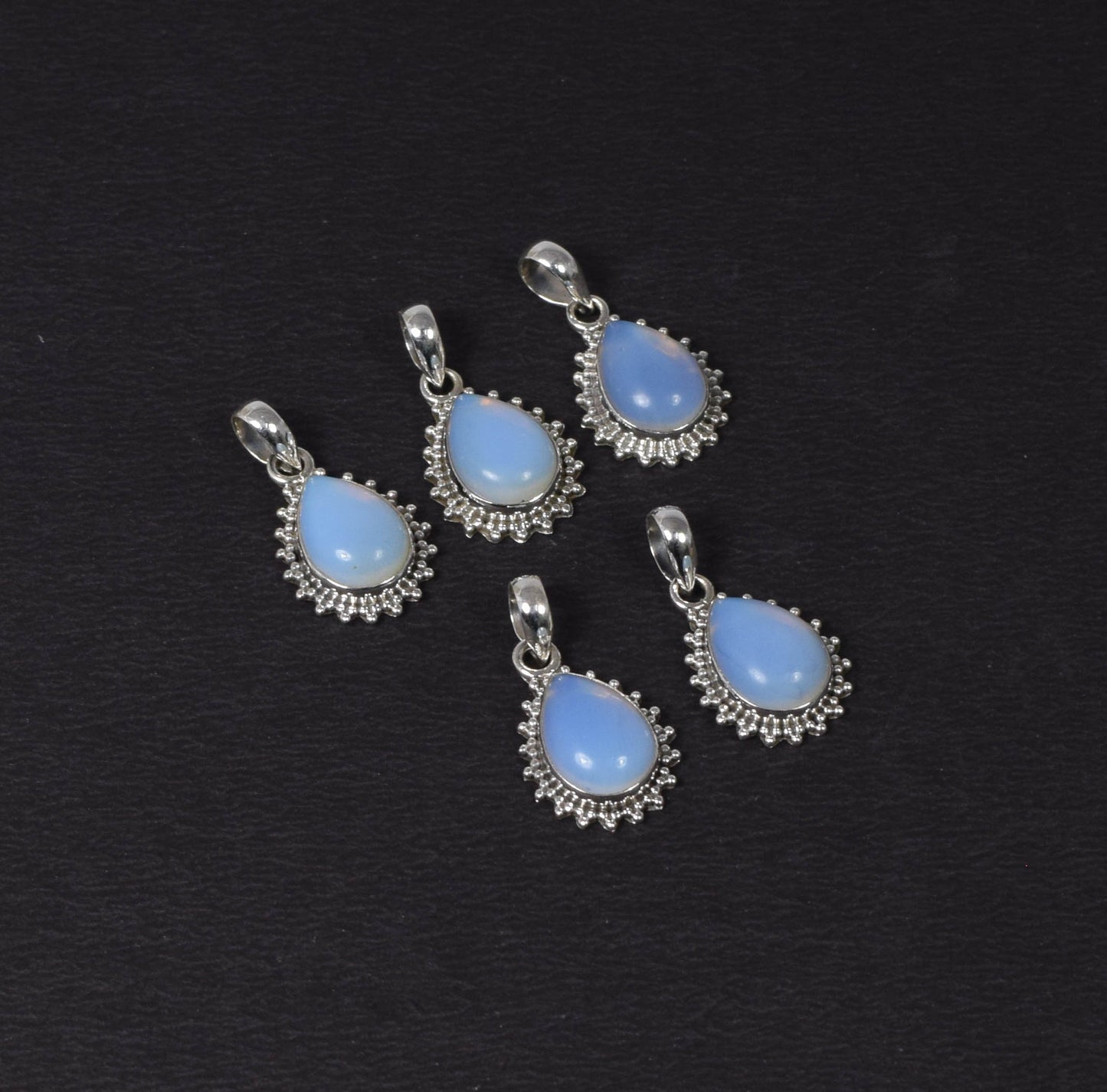 Wholesale 5PC 925 Solid Sterling Silver Milky Opalite Pendant Lot