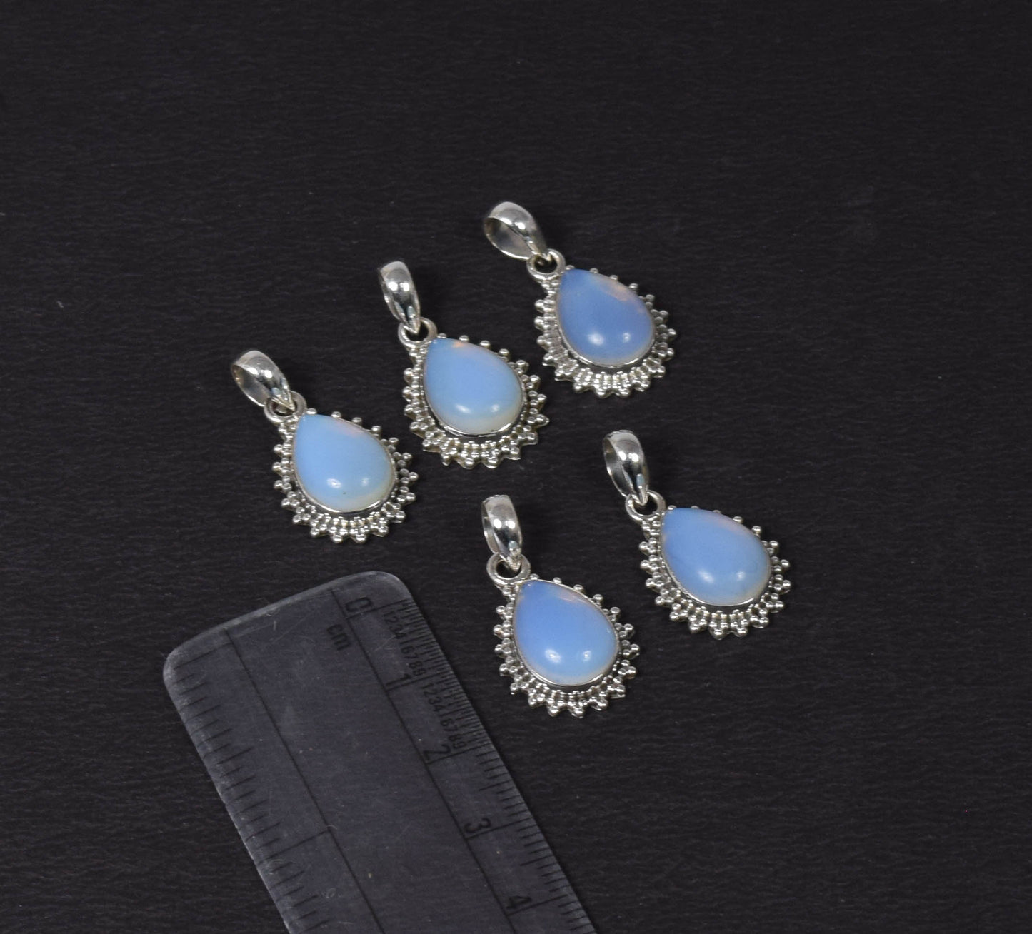 Wholesale 5PC 925 Solid Sterling Silver Milky Opalite Pendant Lot