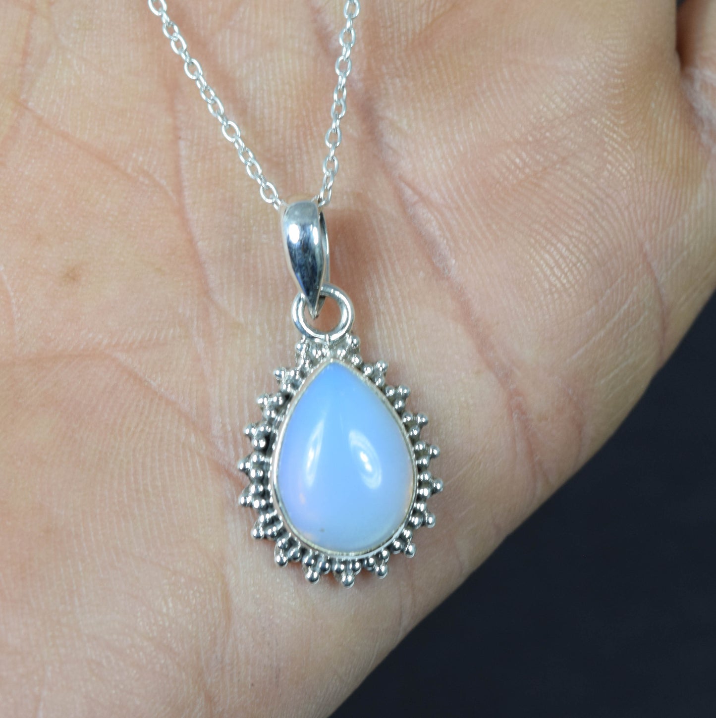 Wholesale 5PC 925 Solid Sterling Silver Milky Opalite Pendant Lot