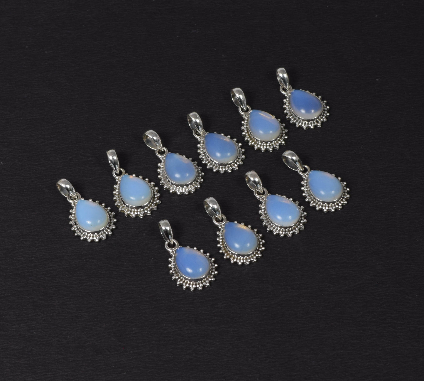 Wholesale 10PC 925 Solid Sterling Silver Milky Opalite Pendant Lot