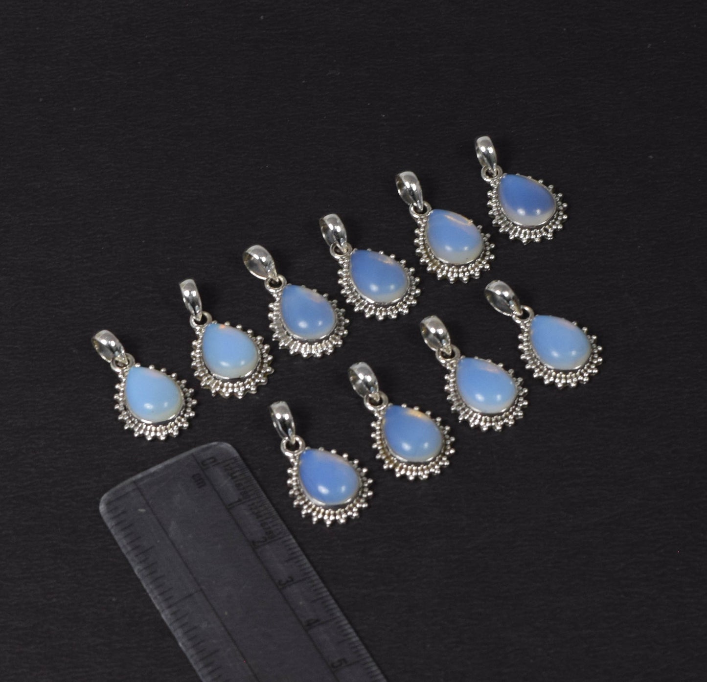 Wholesale 10PC 925 Solid Sterling Silver Milky Opalite Pendant Lot