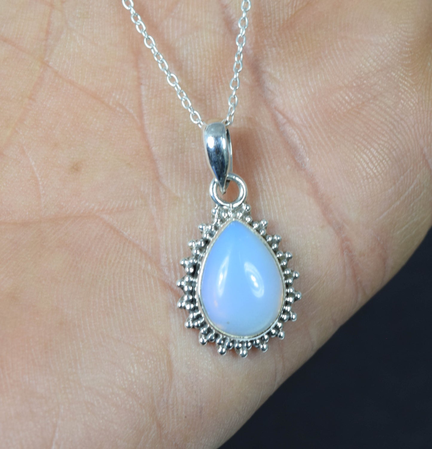 Wholesale 10PC 925 Solid Sterling Silver Milky Opalite Pendant Lot