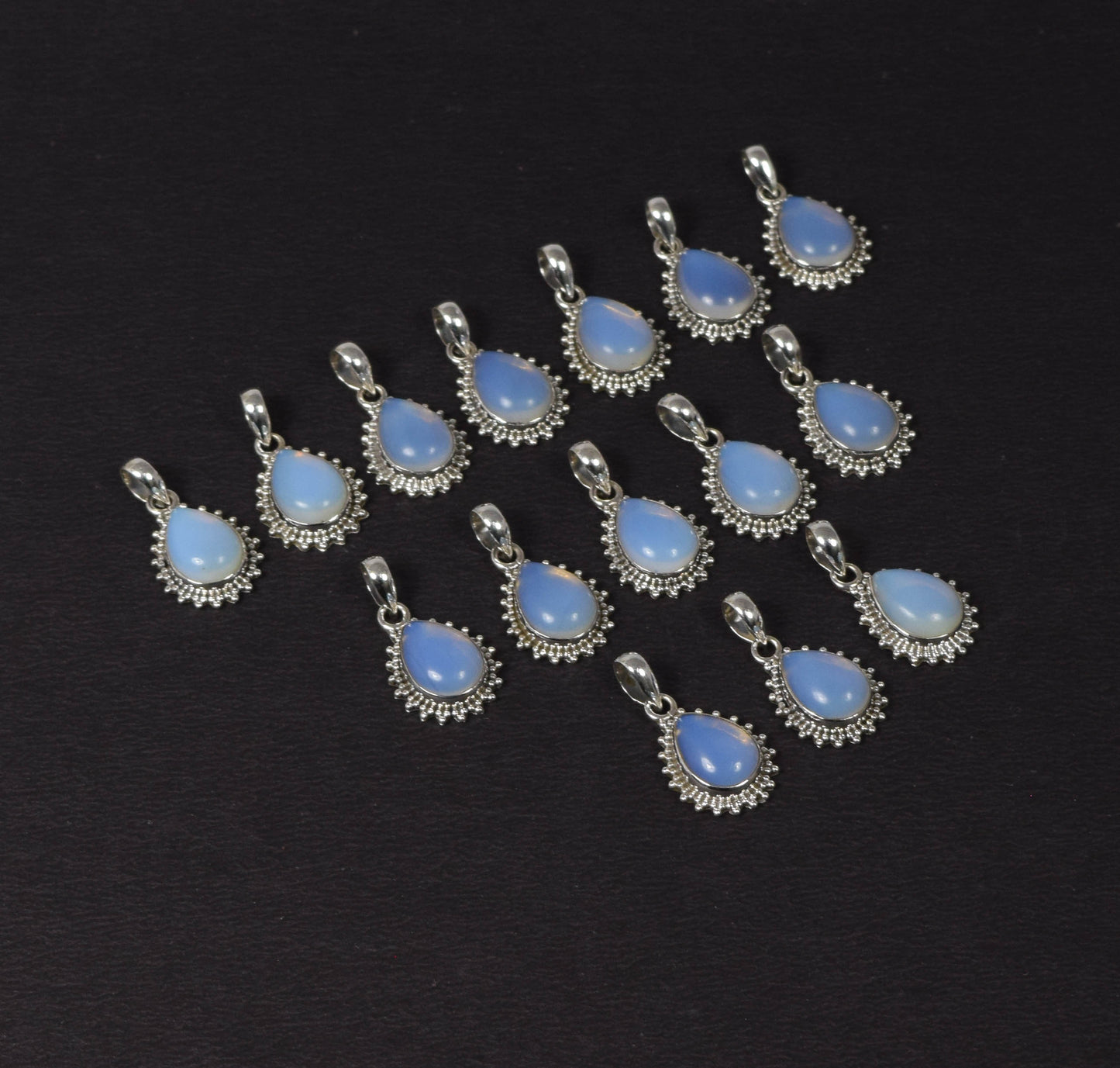 Wholesale 15PC 925 Solid Sterling Silver Milky Opalite Pendant Lot