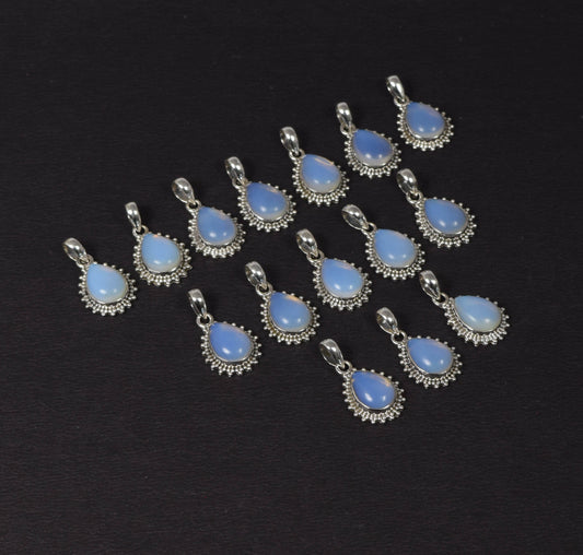 Wholesale 15PC 925 Solid Sterling Silver Milky Opalite Pendant Lot