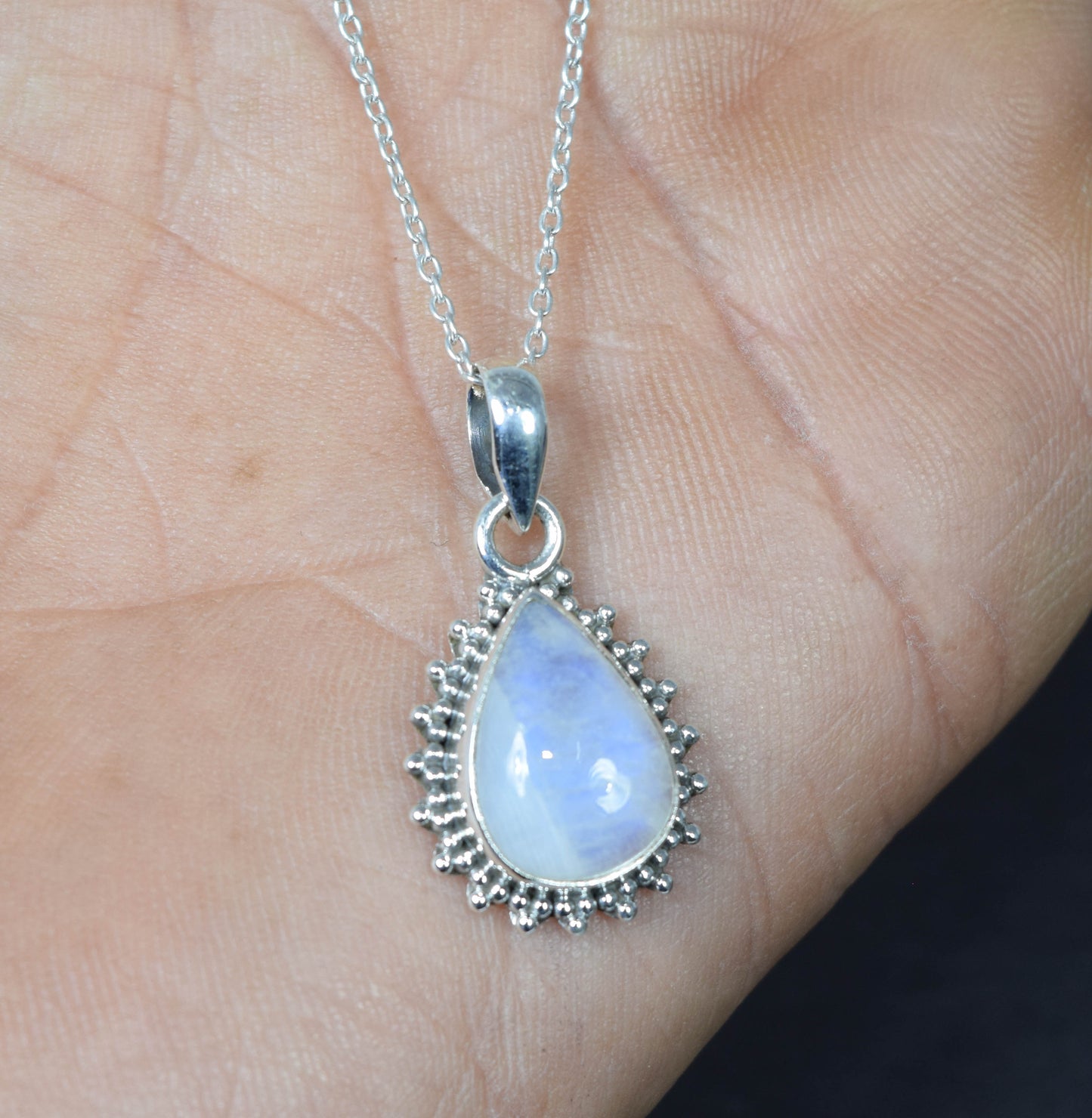 Wholesale 21PC 925 Solid Sterling Silver White Rainbow Moonstone Pendant Lot