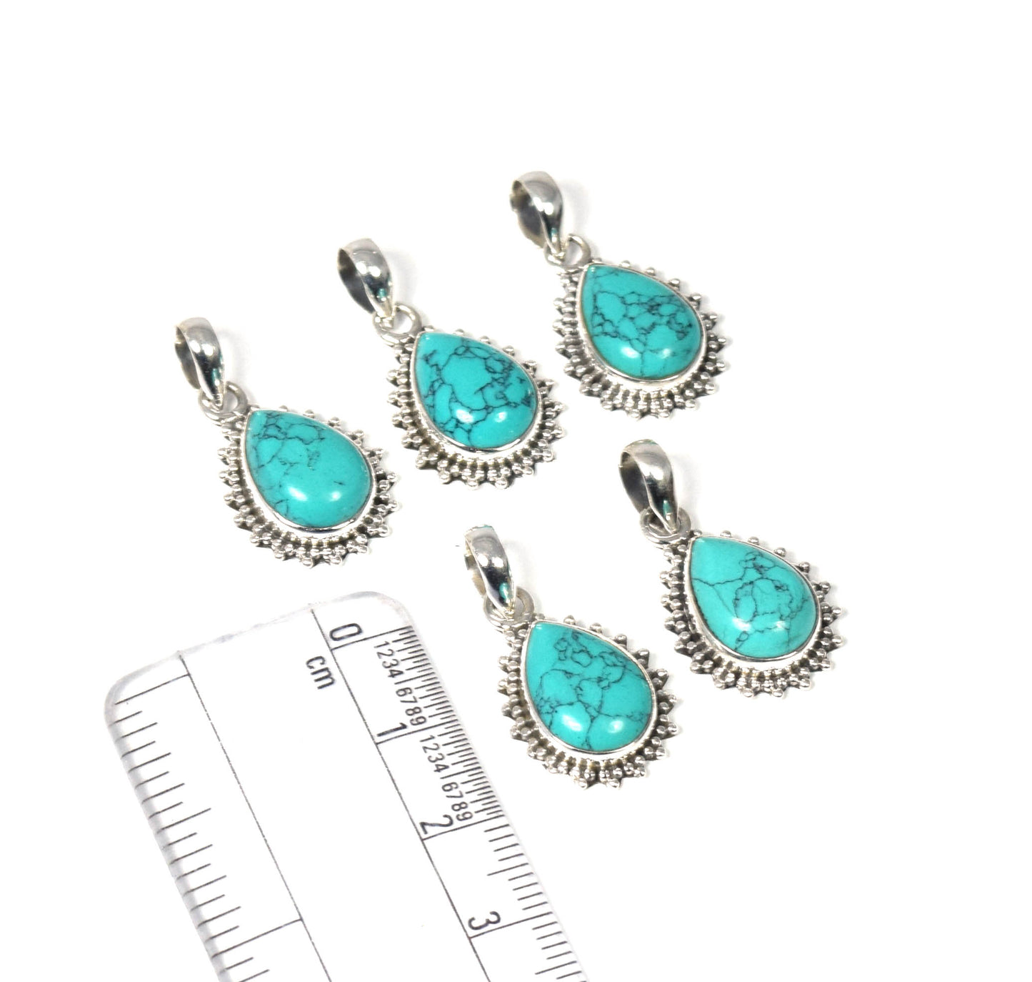 Wholesale 5PC 925 Solid Sterling Silver Blue Turquoise Pendant Lot