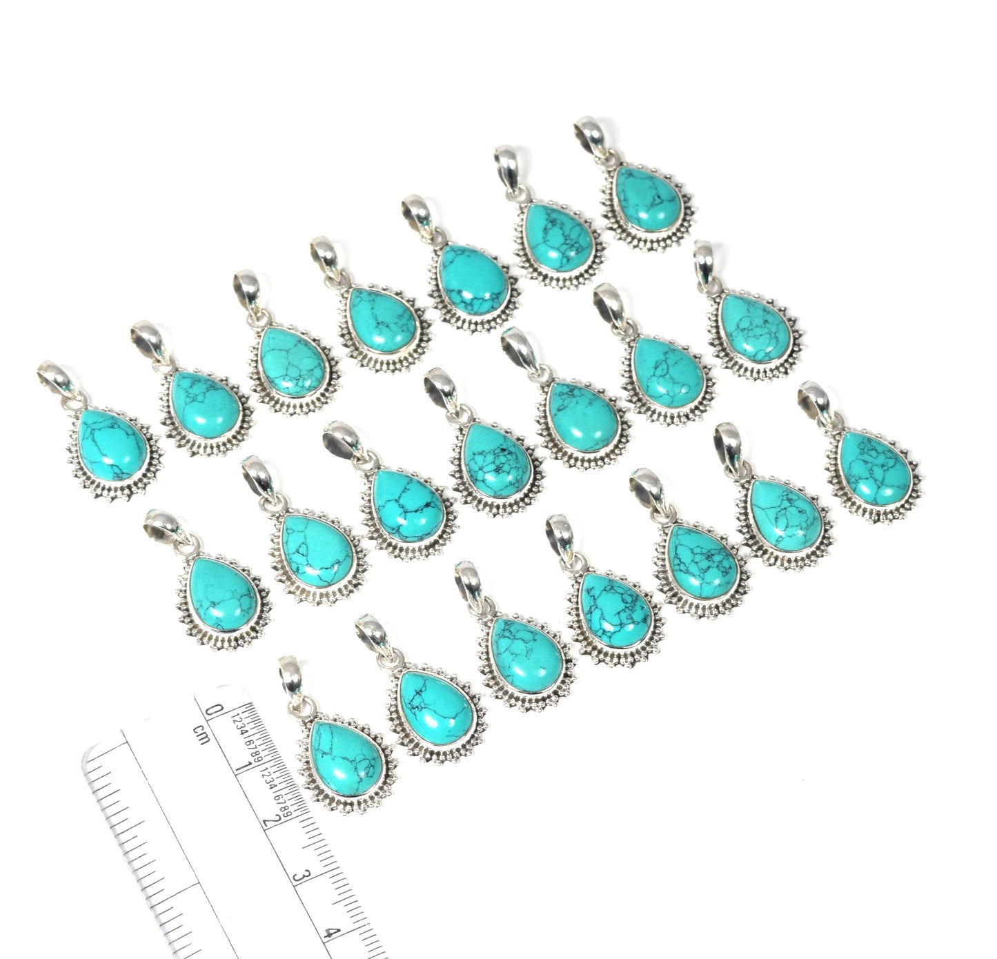 Wholesale 21PC 925 Solid Sterling Silver Blue Turquoise Pendant Lot