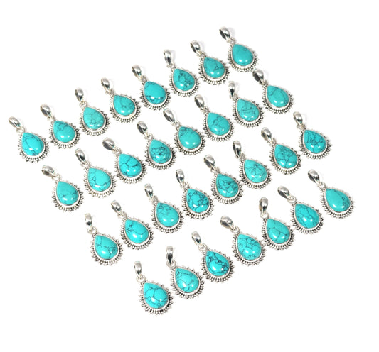 Wholesale 31PC 925 Solid Sterling Silver Blue Turquoise Pendant Lot