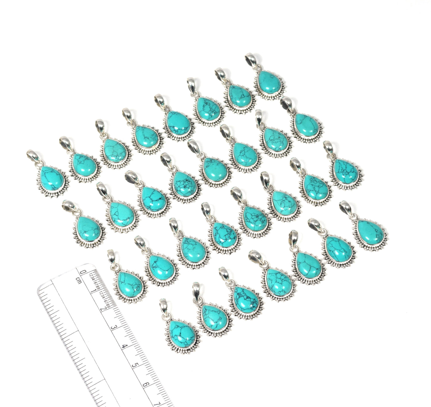 Wholesale 31PC 925 Solid Sterling Silver Blue Turquoise Pendant Lot