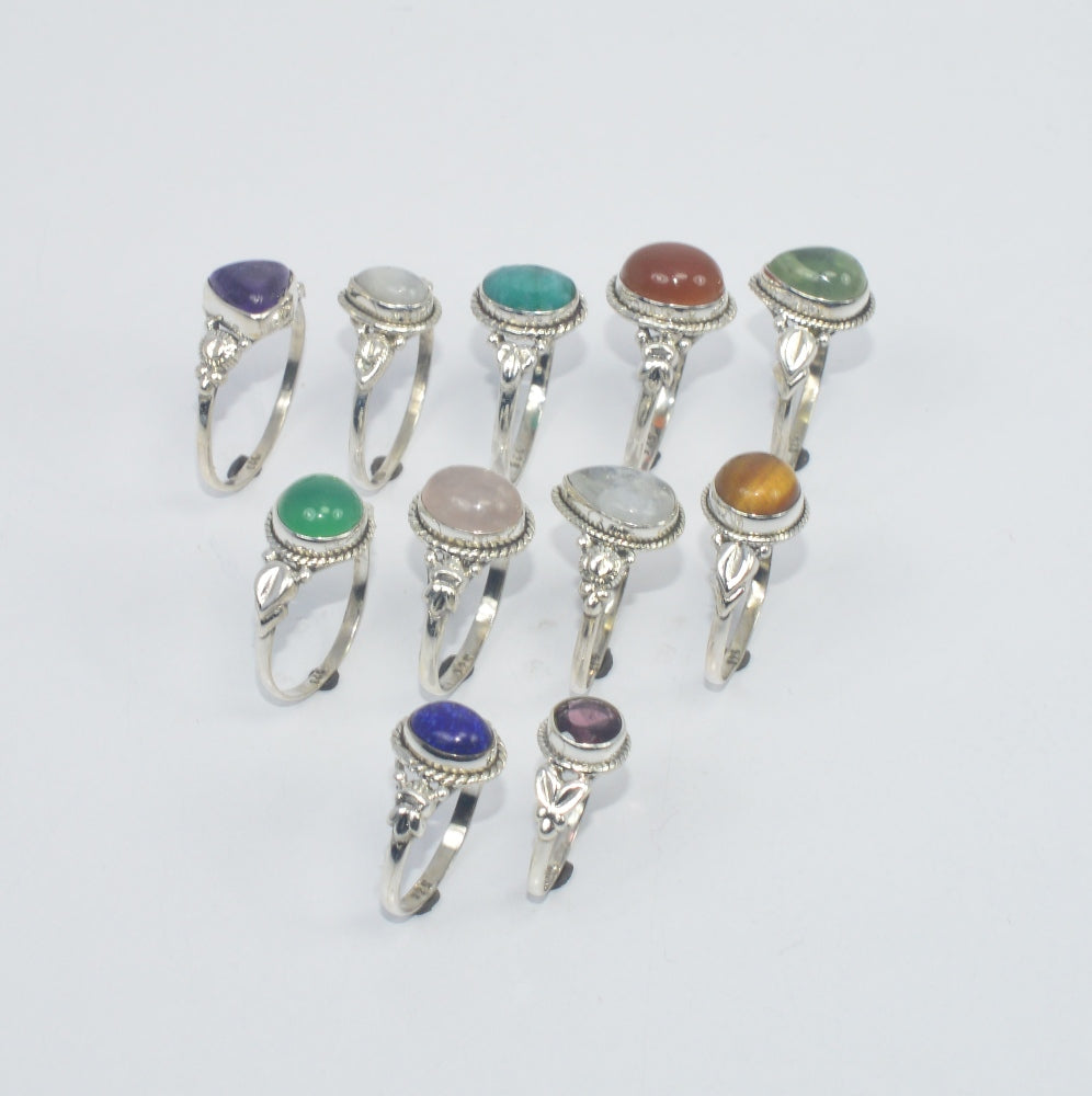 WHOLESALE 11PC 925 SOLID STERLING SILVER RED CARNELIAN AND MIX RING LOT