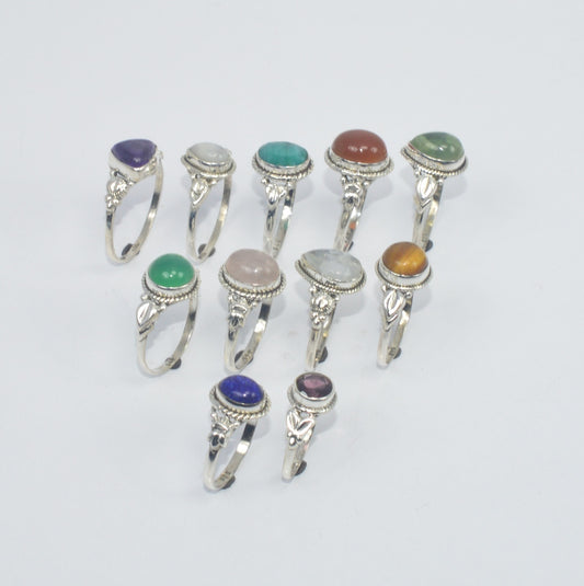 WHOLESALE 11PC 925 SOLID STERLING SILVER RED CARNELIAN AND MIX RING LOT