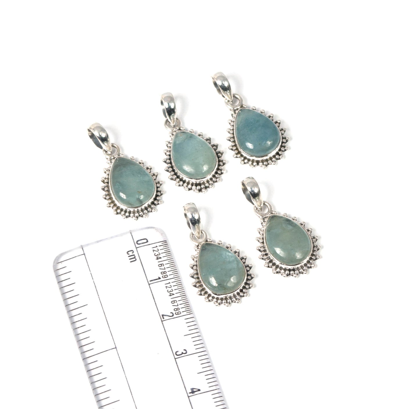 Wholesale 5PC 925 Solid Sterling Silver Aquamarine Pendant Lot