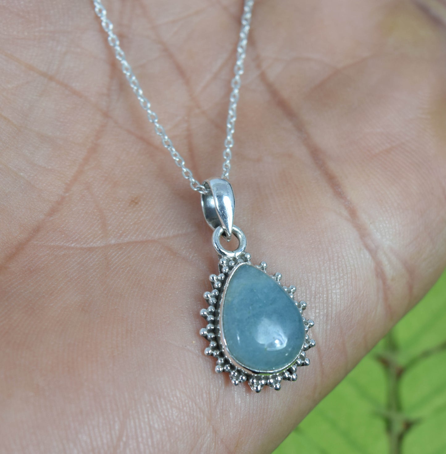 Wholesale 5PC 925 Solid Sterling Silver Aquamarine Pendant Lot