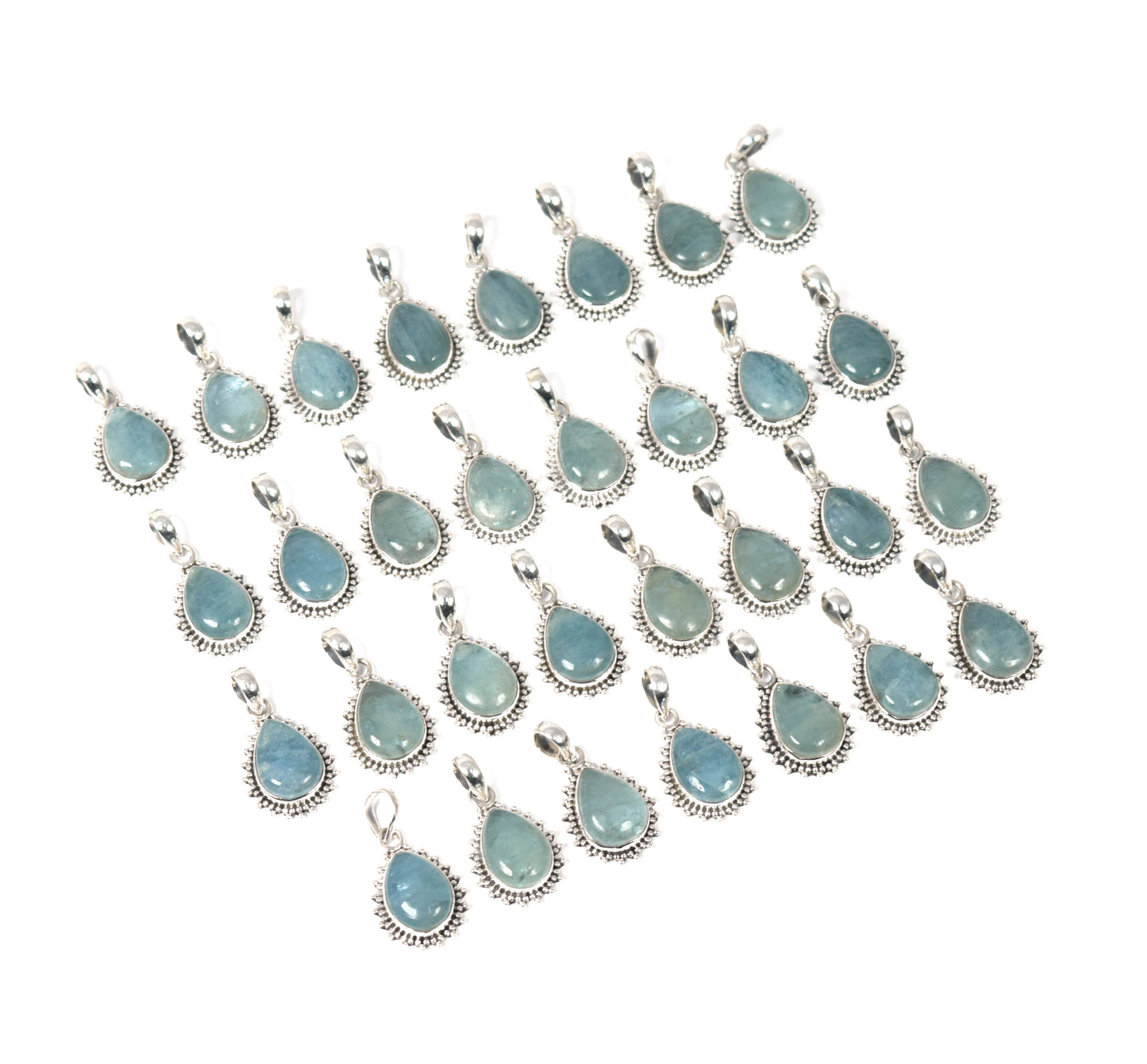 Wholesale 31PC 925 Solid Sterling Silver Aquamarine Pendant Lot