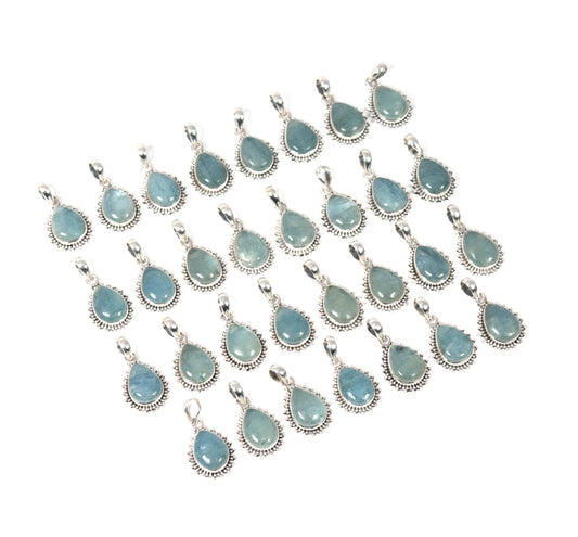 Wholesale 31PC 925 Solid Sterling Silver Aquamarine Pendant Lot