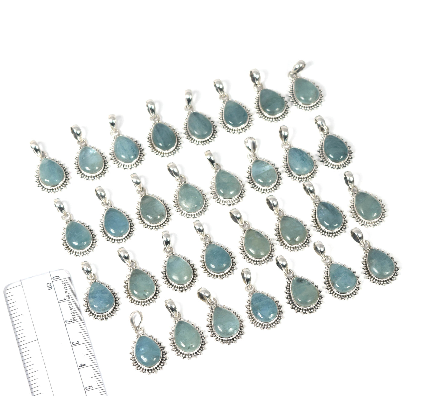 Wholesale 31PC 925 Solid Sterling Silver Aquamarine Pendant Lot