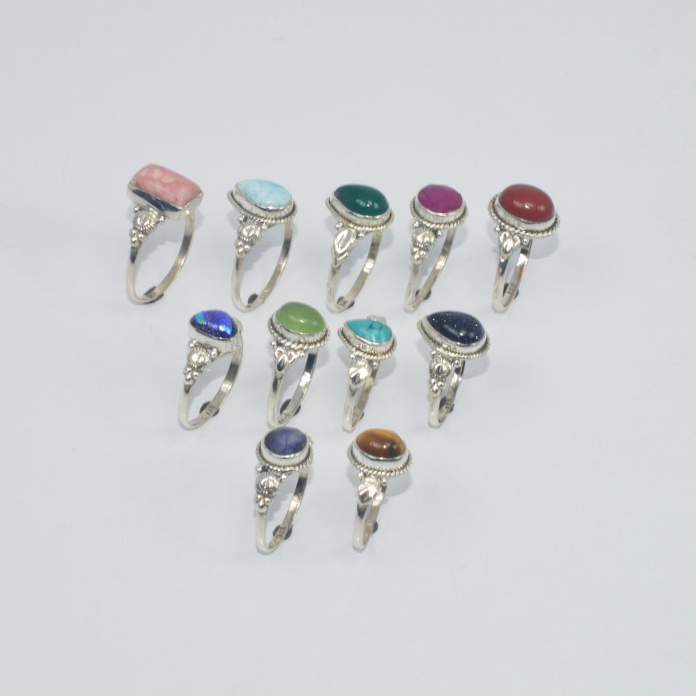 WHOLESALE 11PC925 SOLIDSTERLING SILVER BLUE LARIMAR ANDMIX STONE RING LOT