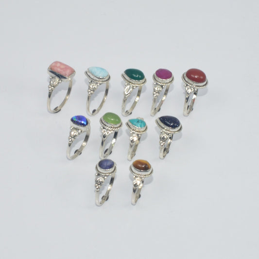 WHOLESALE 11PC925 SOLIDSTERLING SILVER BLUE LARIMAR ANDMIX STONE RING LOT