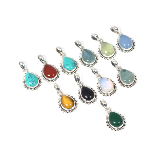 Wholesale 11PC 925 Solid Sterling Silver Blue Turquoise Mix Pendant Lot