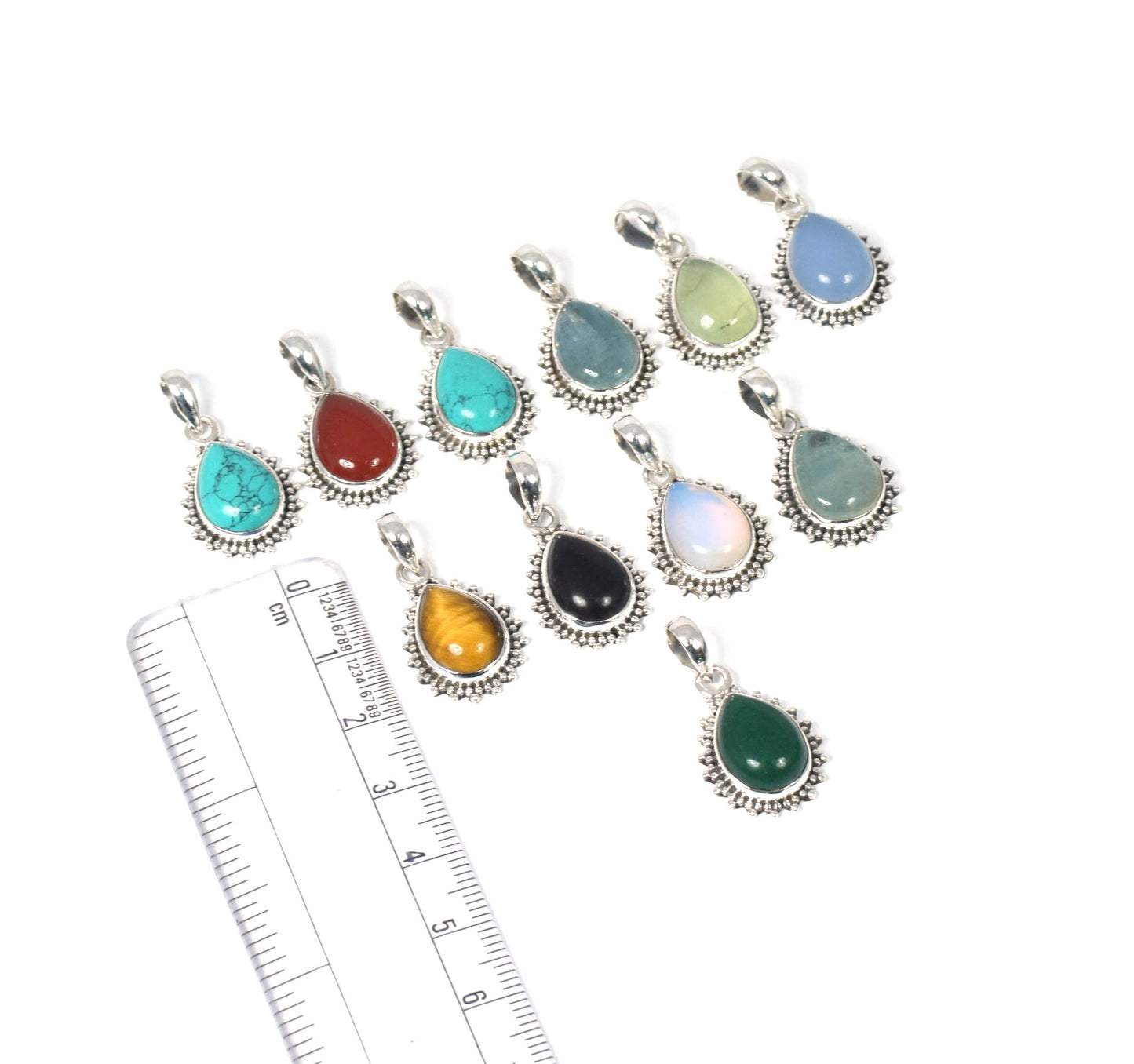 Wholesale 11PC 925 Solid Sterling Silver Blue Turquoise Mix Pendant Lot